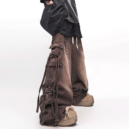 Multi Pocket Flare Cargo Denim Jeans WN23976