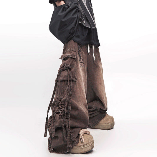 Multi Pocket Flare Cargo Denim Jeans WN23976