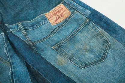 Washed Irregular Print Wide Leg Curved Denim Jeans WN25883