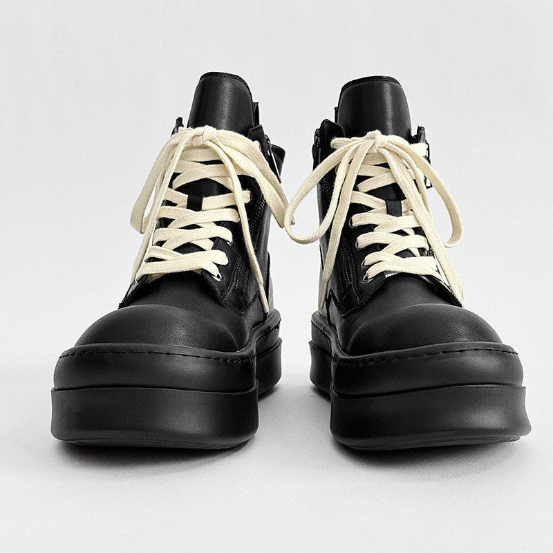 Lace Up Side Zipper Thick Sole Short Boots WN24561