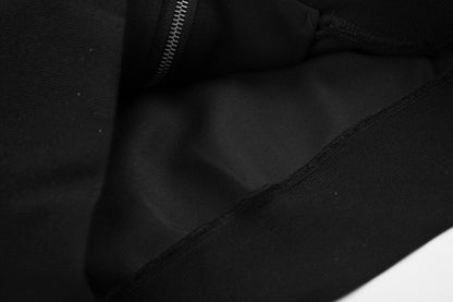 Knot Embroidery Metal Stud Cross Zipper Hoodie WN27796