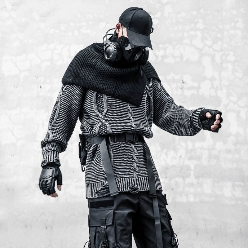 Damage Cable Oversize Knit Sweater WN22430