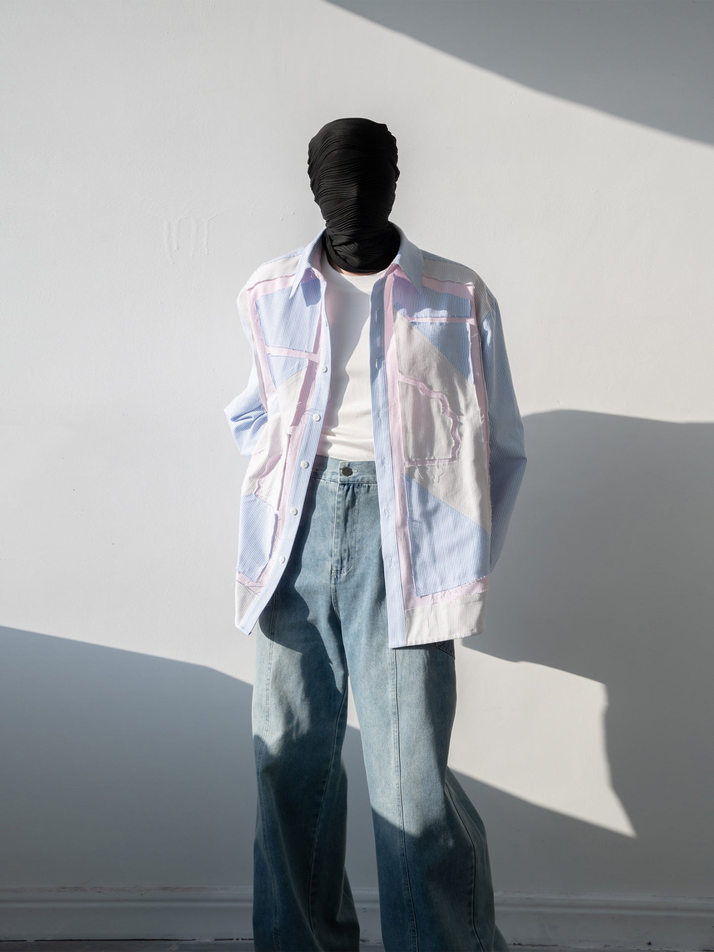 Color Block Striped Oversize Long Sleeve Shirt WN23842