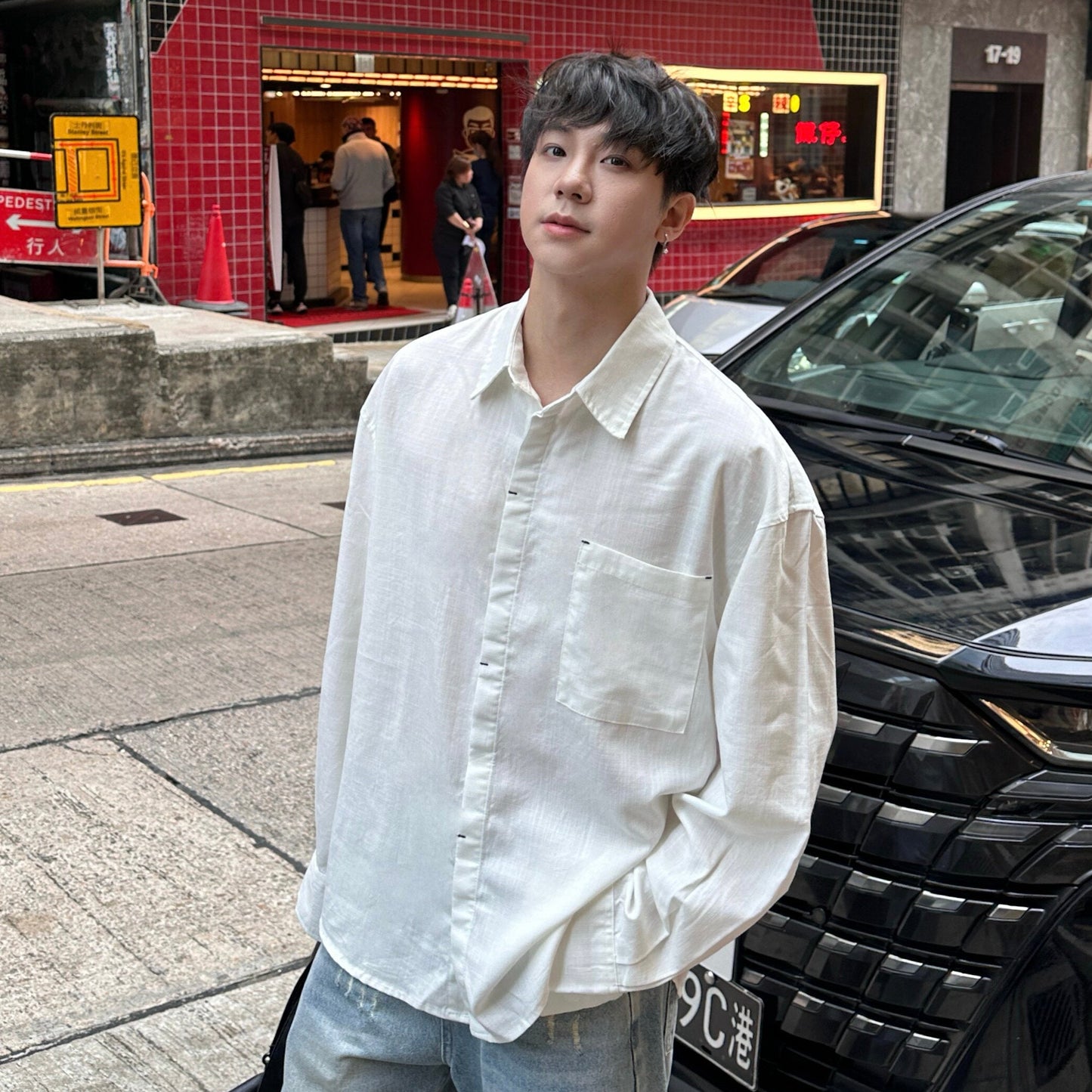 Draped Pocket Long Sleeve Shirt WN25174