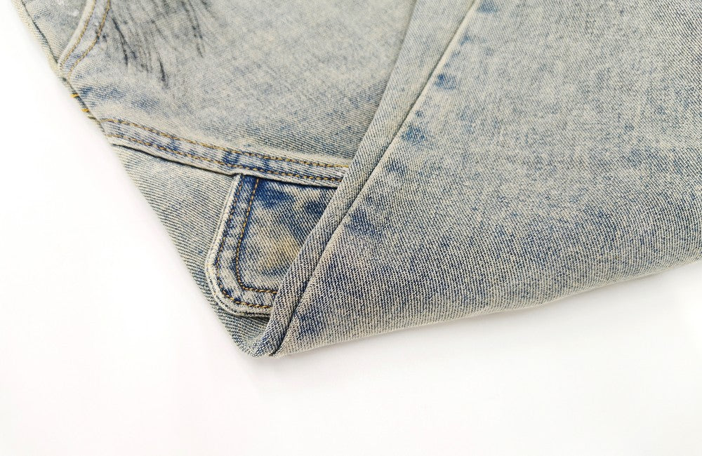 Washed Paint Wide Leg Denim Half Jeans WN27823