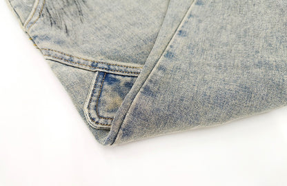 Washed Paint Wide Leg Denim Half Jeans WN27823
