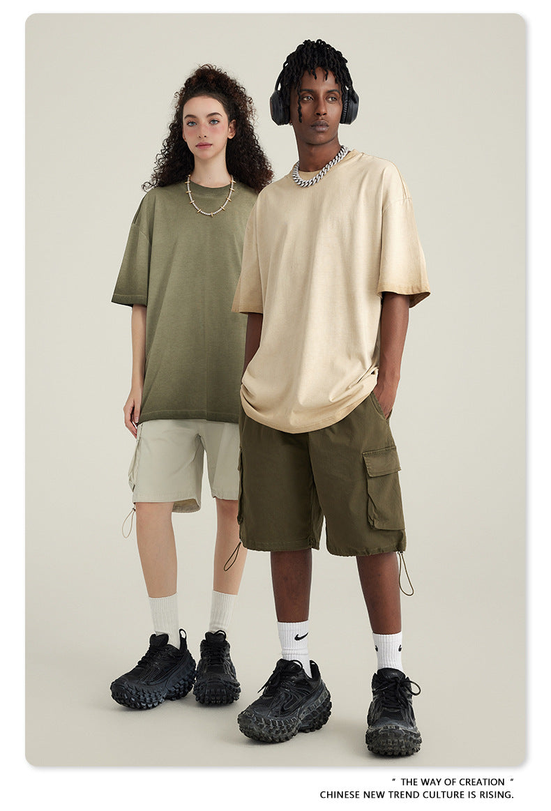 Washed Gradient Pure Cotton Sleeveless T-Shirt WN6075