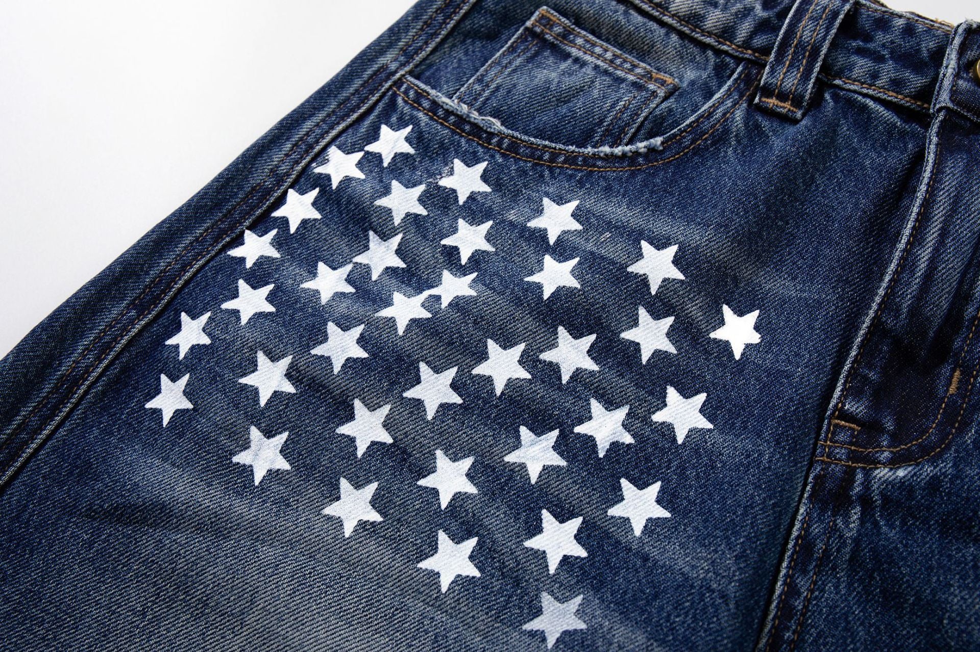 Star Print Curved Wide Leg Denim Jeans WN25727 – WONDER NOAH