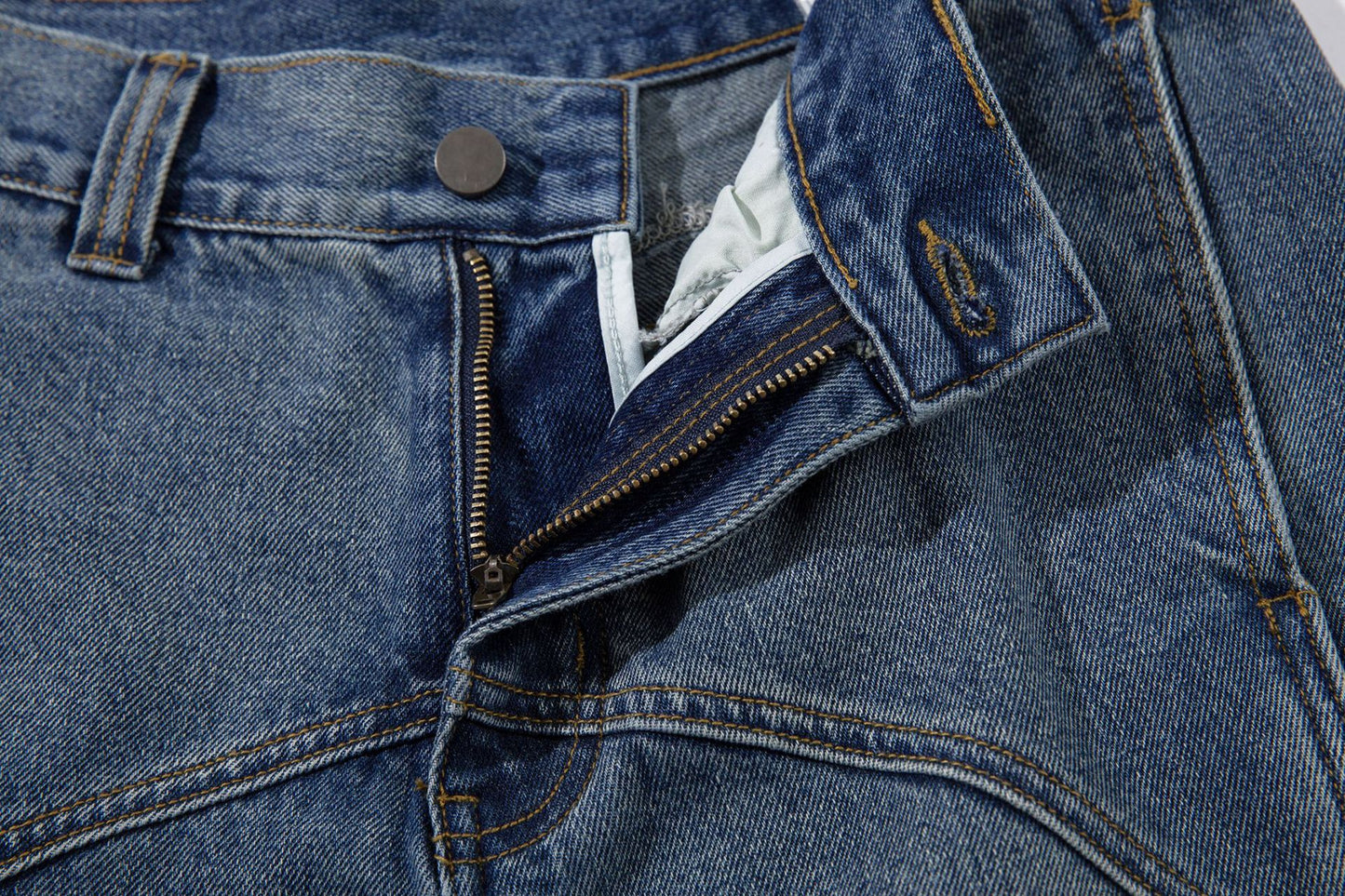 Washed Split-Design Denim Jeans WN13119