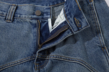 Washed Split-Design Denim Jeans WN13119