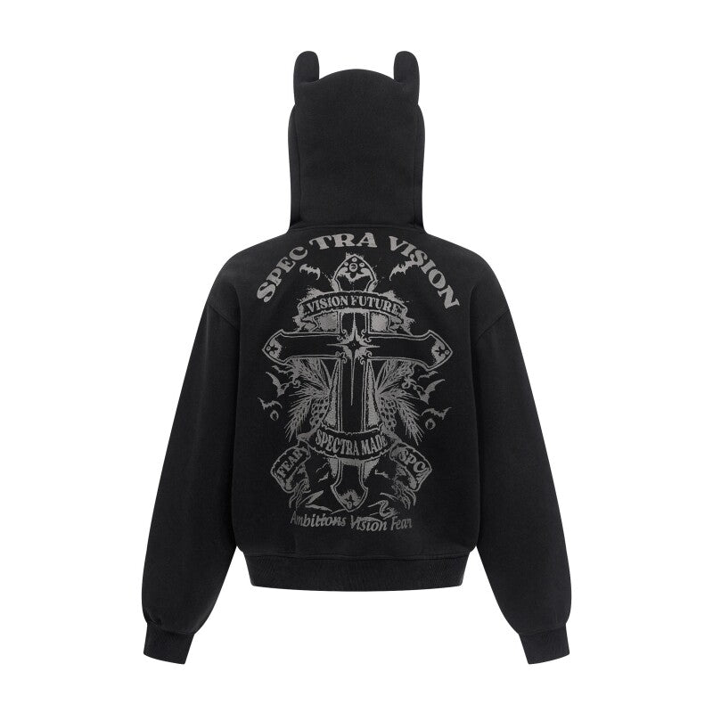 Cross Print Heavyweight Zipper Hoodie WN24264