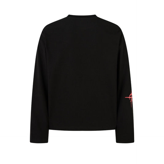 Cross Graphic Print Waffle Long Sleeve T-Shirt WN25984