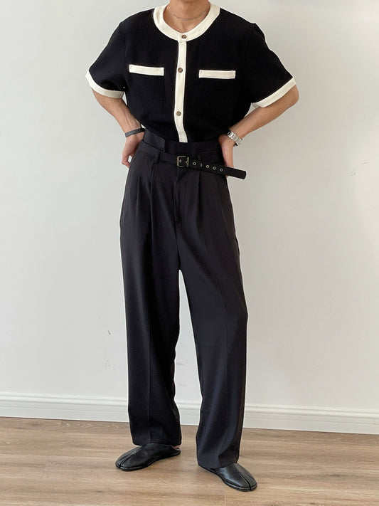 Belted Wide-Leg Straight Trousers WN7402