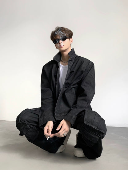 Pleats Washed Denim Jacket WN21956