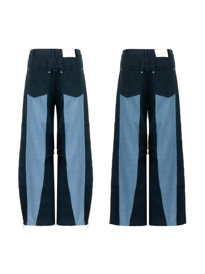 Plaid Mix Damage Wide Leg Pants WN19000