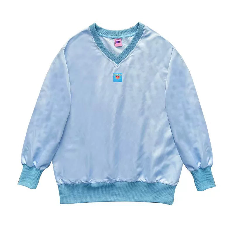 V-Neck Patch Embroidery Sweatshirt WN20198