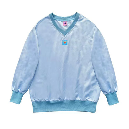 V-Neck Patch Embroidery Sweatshirt WN20198