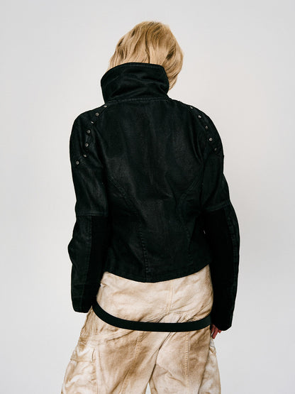 Stand Neck Wax Coating Oversize Jacket WN27446