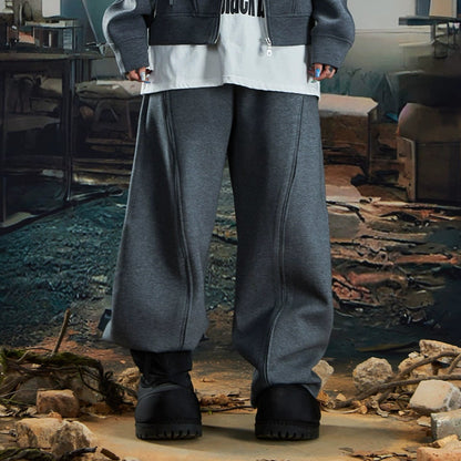 Oversize Simple Zipper Hoodie & Wide Leg Sweatpants Setup WN20581