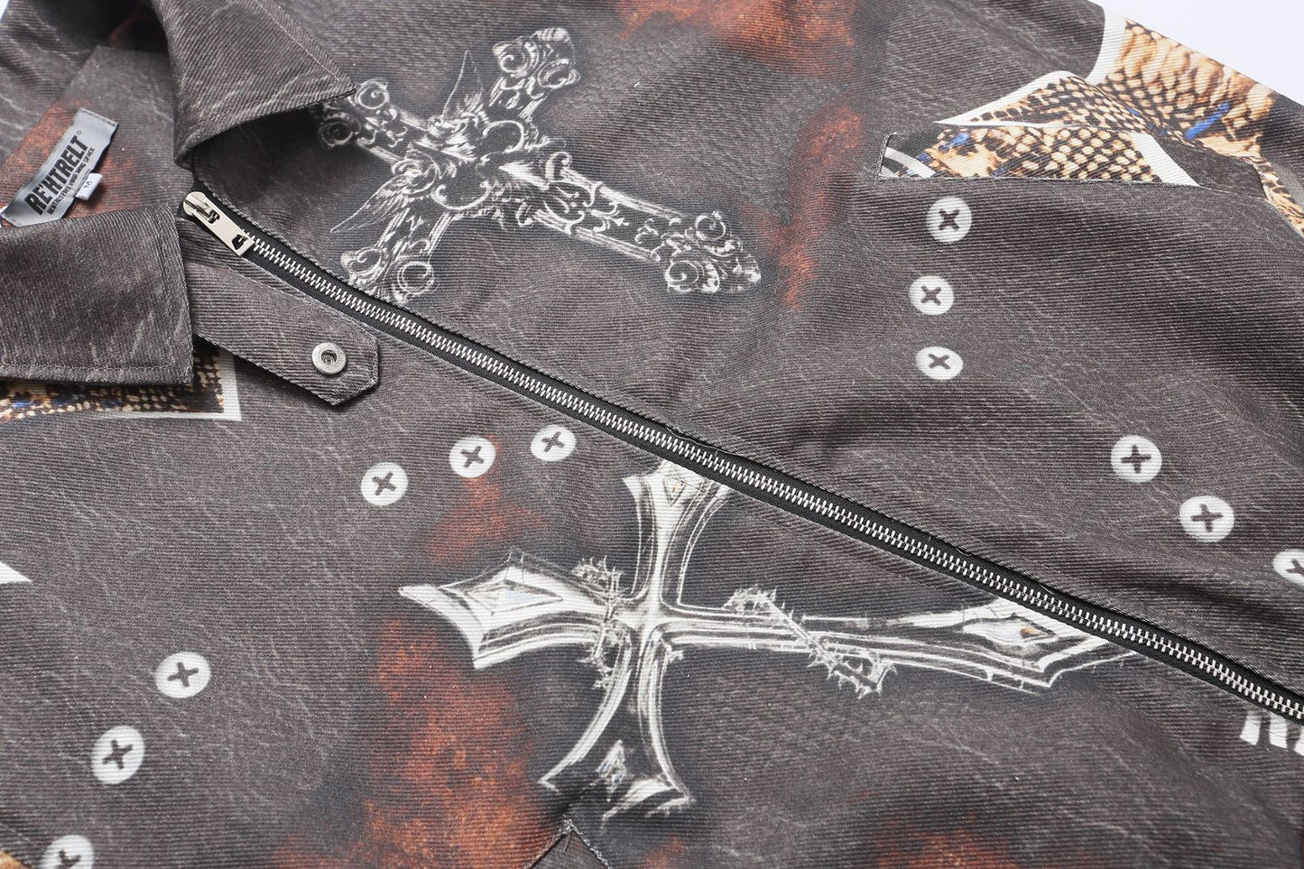 Cross Design Oversize Zipper Jacket WN14068