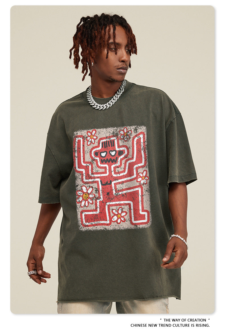 Washed Print Short Sleeve T-Shirt WN7824