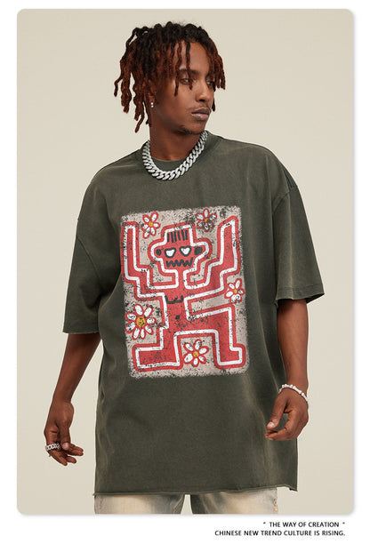 Washed Print Short Sleeve T-Shirt WN7824