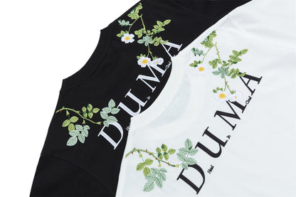 Floral Letter Embroidery Oversize Short Sleeve T-Shirt WN26880