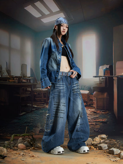 Washed Stand Neck Denim Jacket WN21344