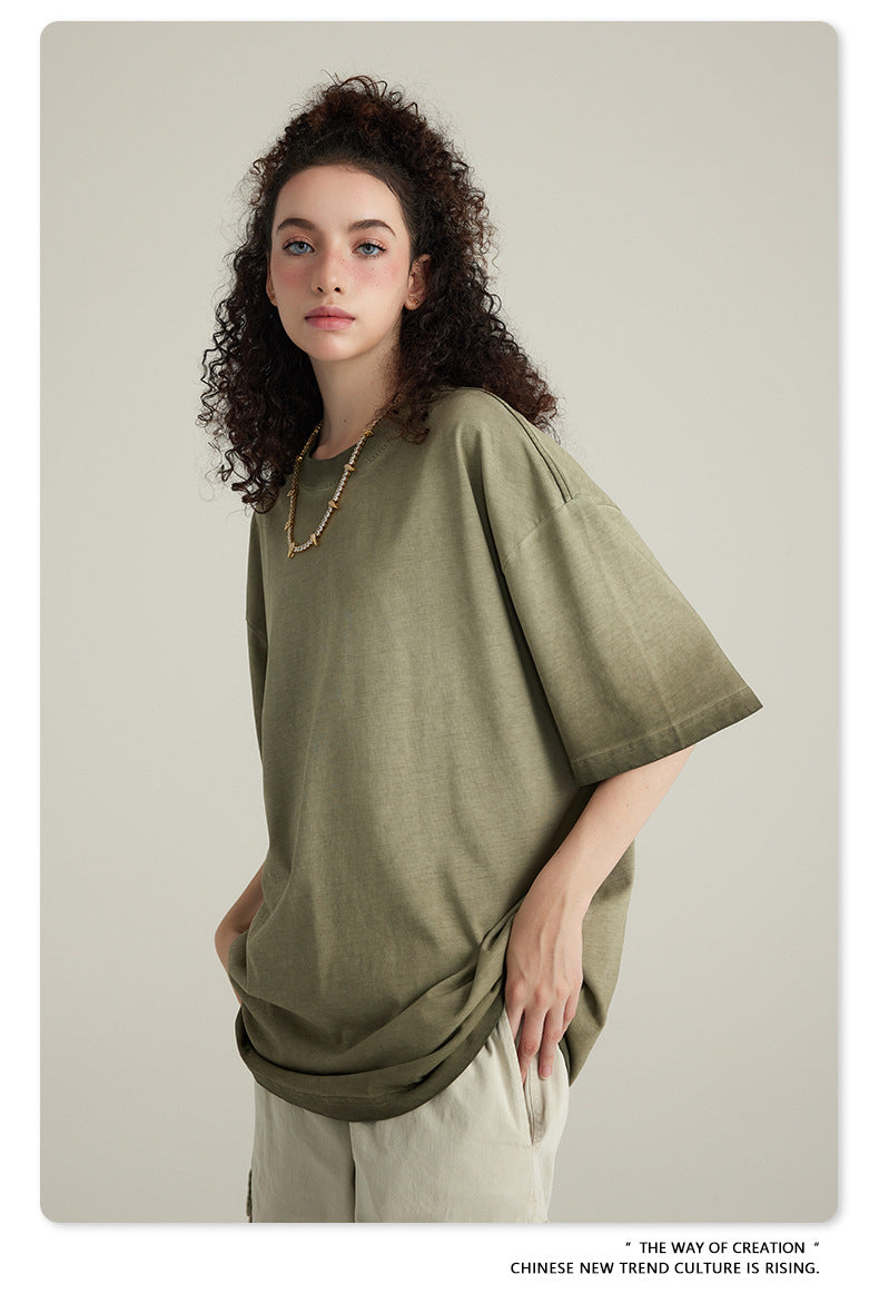 Washed Gradient Pure Cotton Sleeveless T-Shirt WN6075