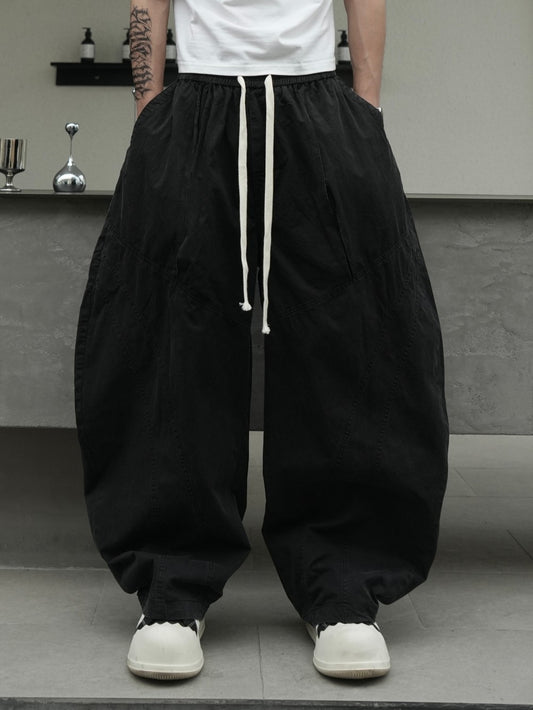 Cotton Curved Wide Leg Cargo Pants WN27829