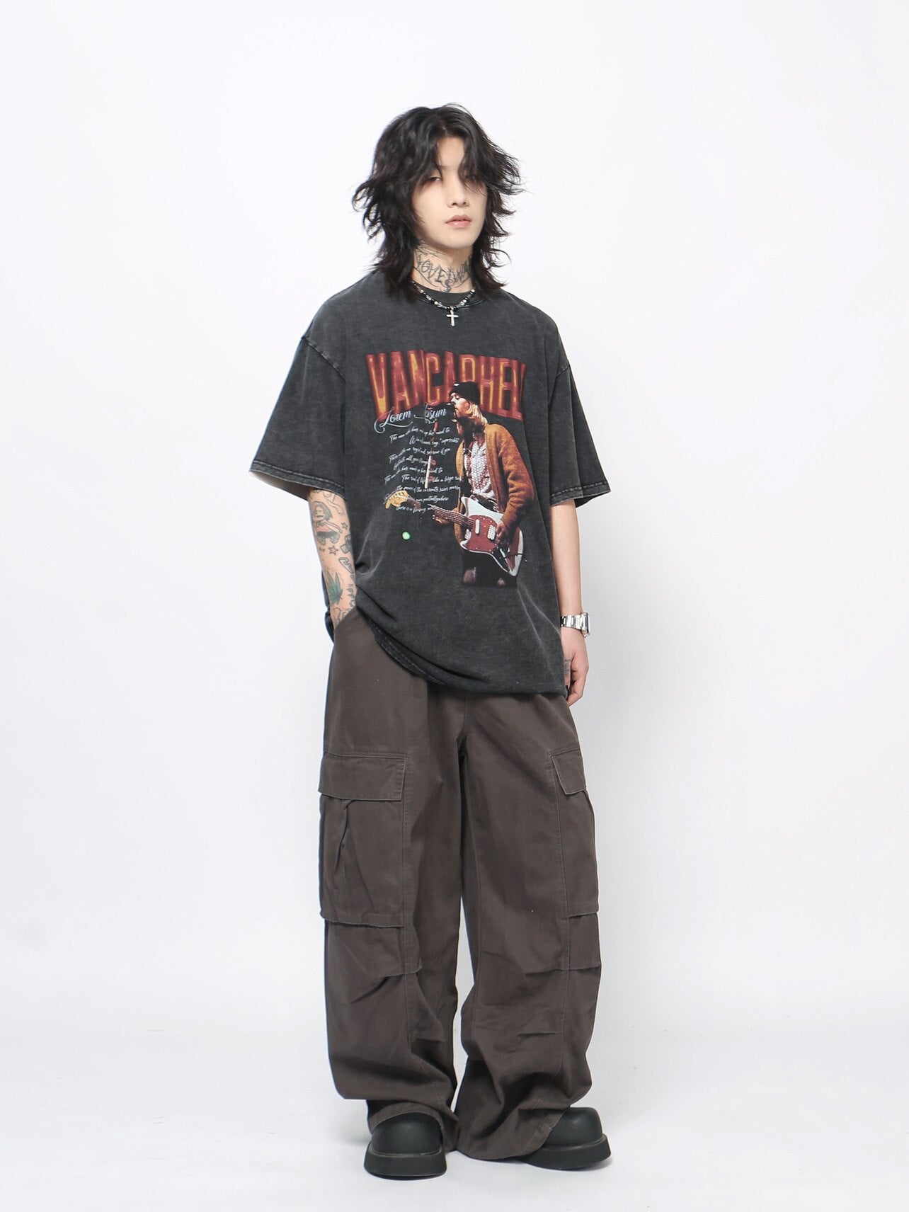 Washed Rock Graphic Distressed Short Sleeve T-Shirt WN24474