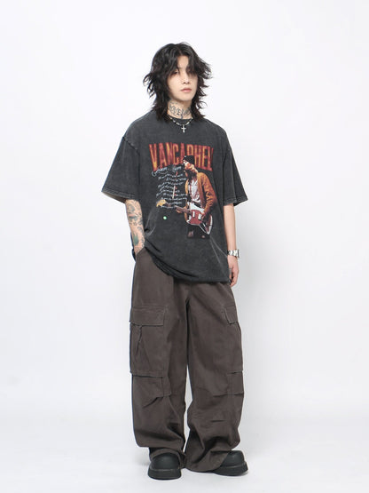 Washed Rock Graphic Distressed Short Sleeve T-Shirt WN24474