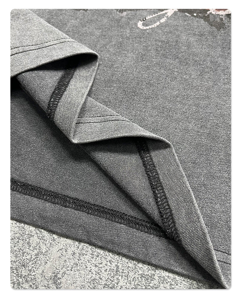 Wax Dye Washed Graphic Print Short Sleeve T-Shirt WN16253