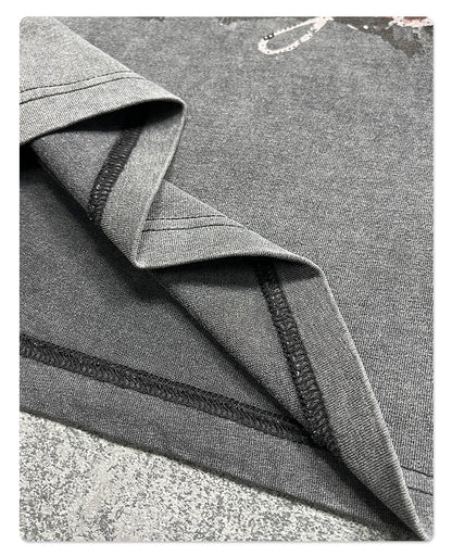 Wax Dye Washed Graphic Print Short Sleeve T-Shirt WN16253