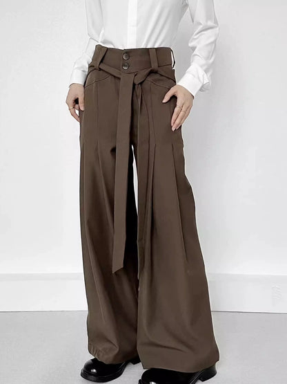 Strap Design Wide Leg Trousers WN19672