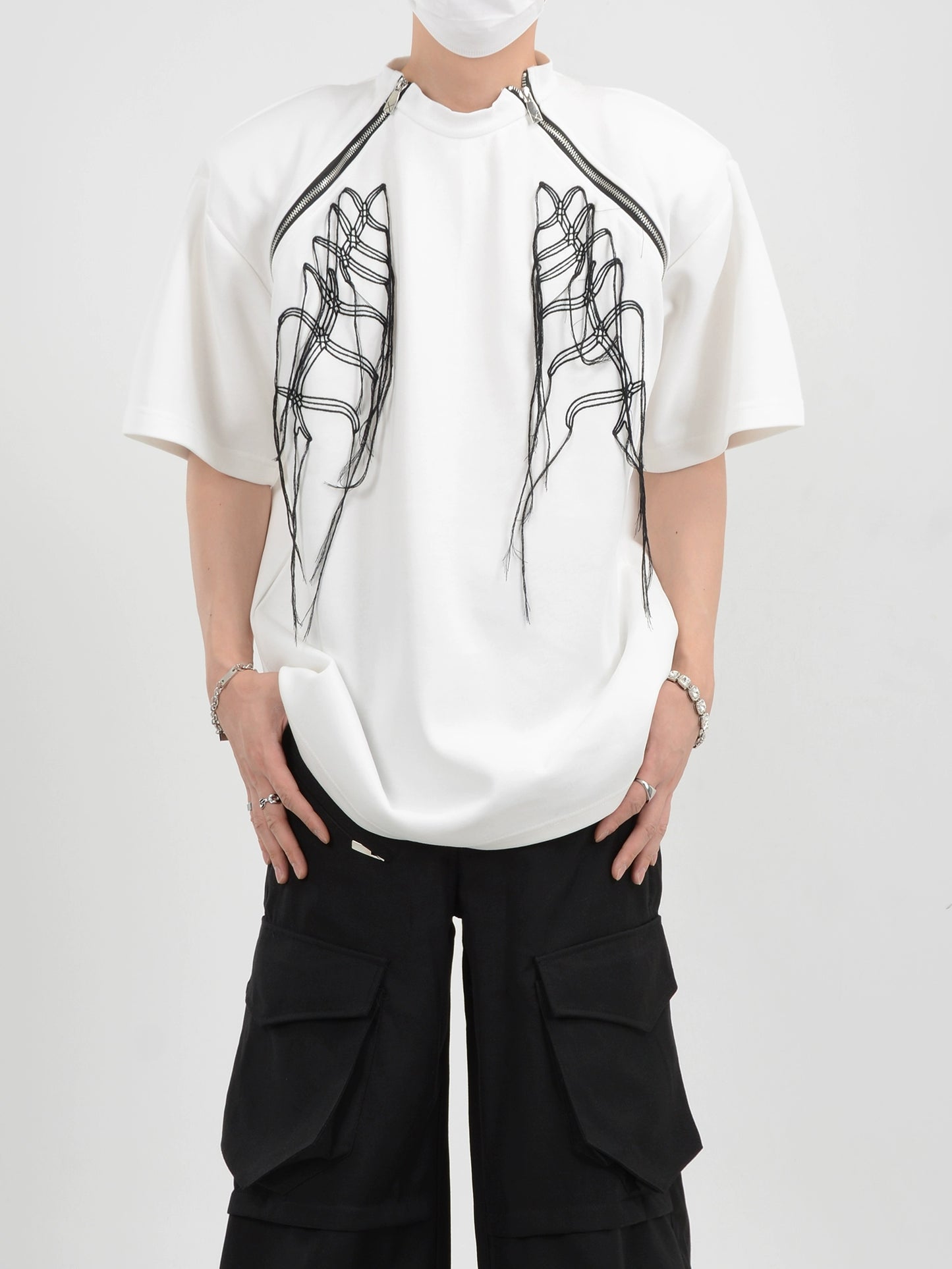 Zipper Design Oversize Short Sleeve T-Shirt WN7132