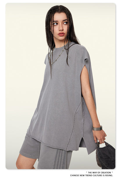 Washed Oversize Sleeveless T-Shirt WN6069