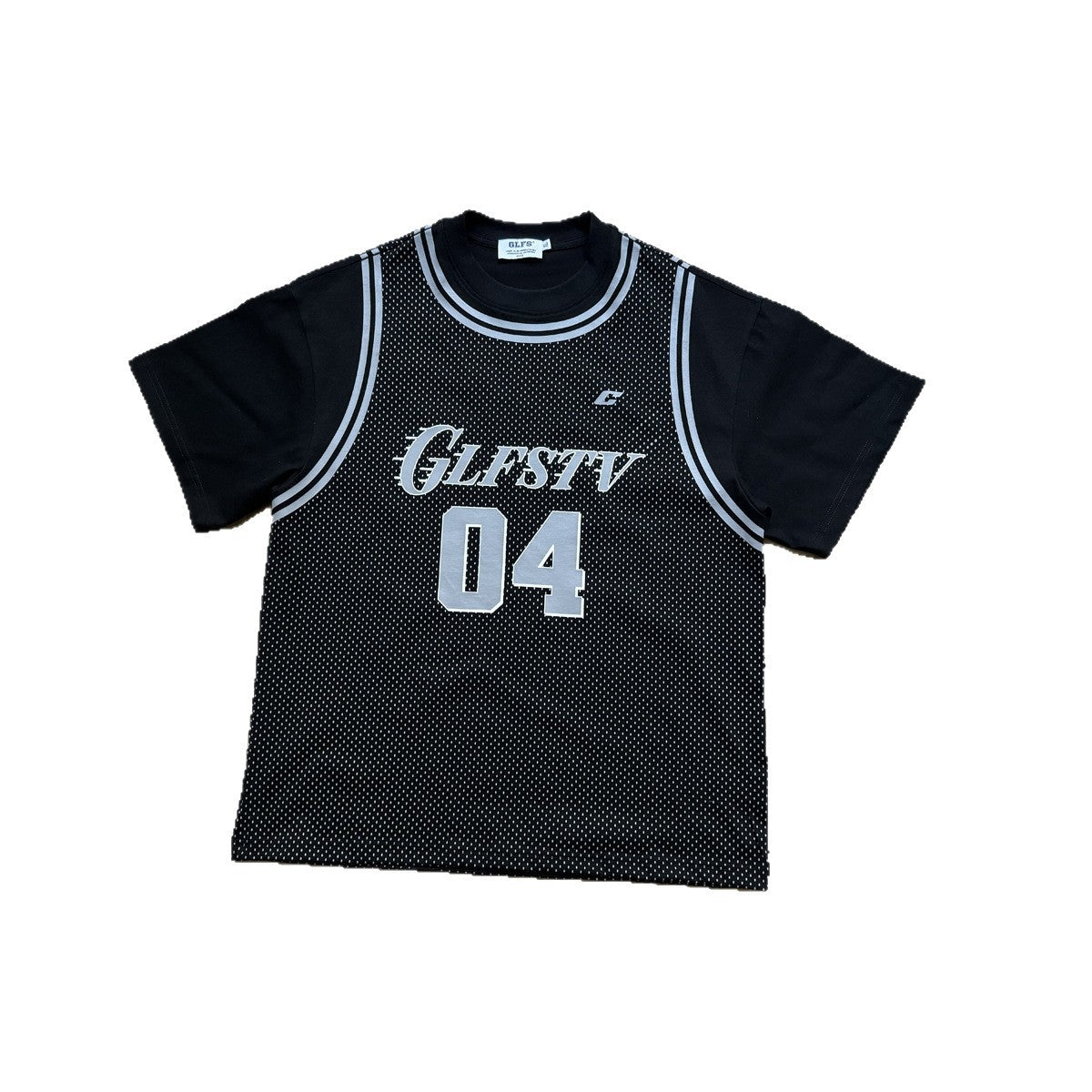 Fake Layered Mesh Number Print Short Sleeve T-Shirt WN26515