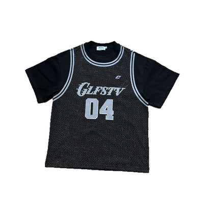 Fake Layered Mesh Number Print Short Sleeve T-Shirt WN26515