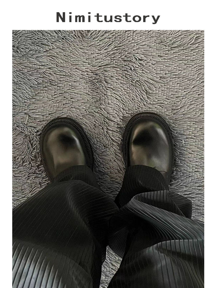 Round Toe Chunky Sole Leather Derby Shoes WN20600