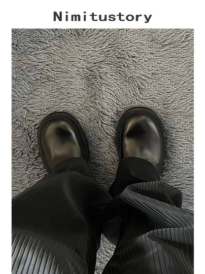 Round Toe Chunky Sole Leather Derby Shoes WN20600