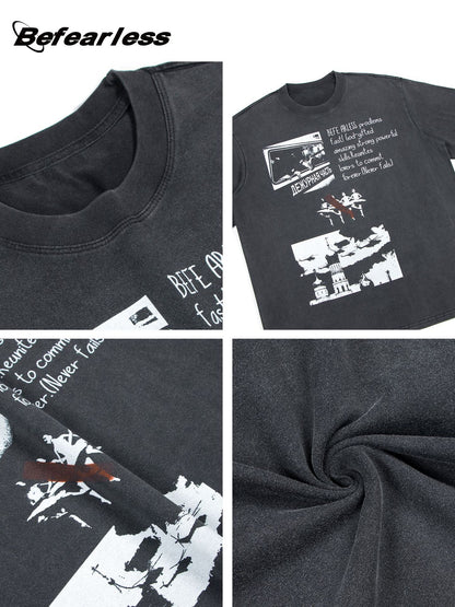 Washed Graphic Print Heavyweight Oversize Short Sleeve T-Shirt WN26234