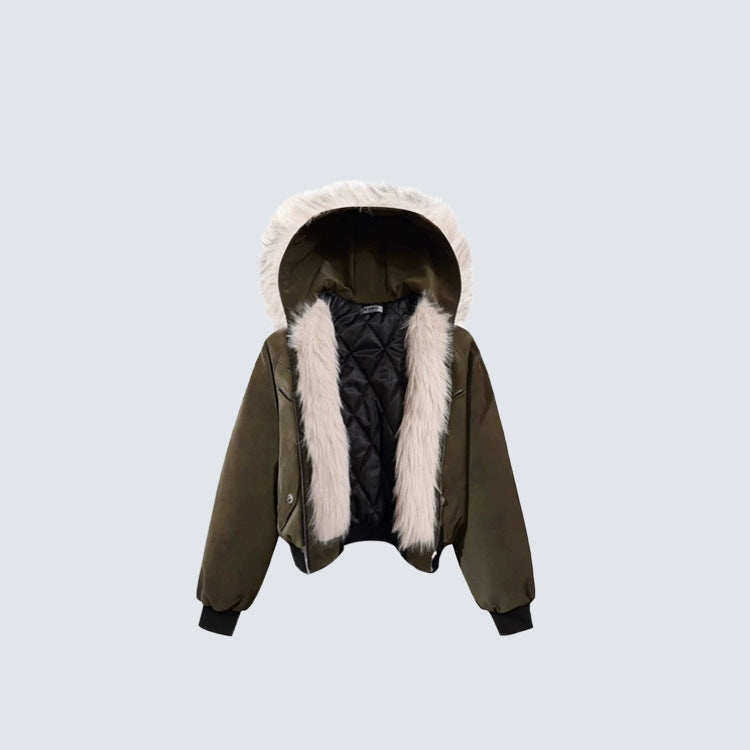 Fake Fur Collar Hooded Puffer Jacket WN28102