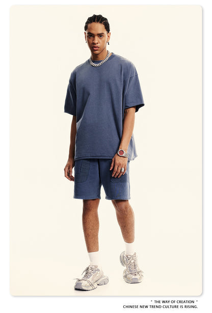 Washed Heavyweight Short Sleeve T-Shirt & Short Sweatpants Setup WN6167
