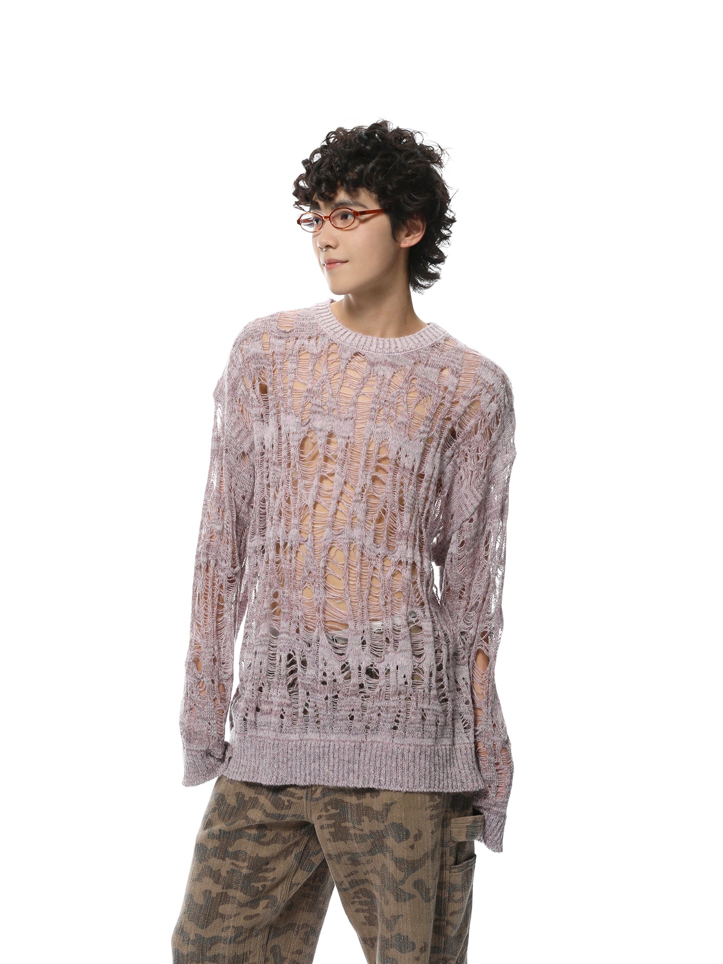 Oversize Hollow Hole Knit Sweater WN7096