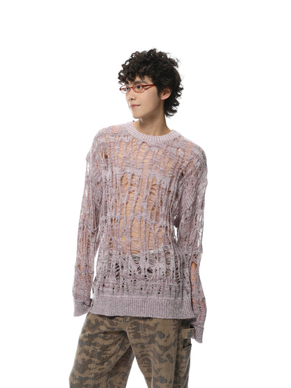 Oversize Hollow Hole Knit Sweater WN7096