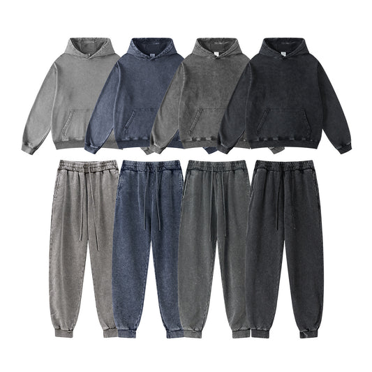 Pure Cotton Water Washed Hoodie & Sweatpant Setup WN7911