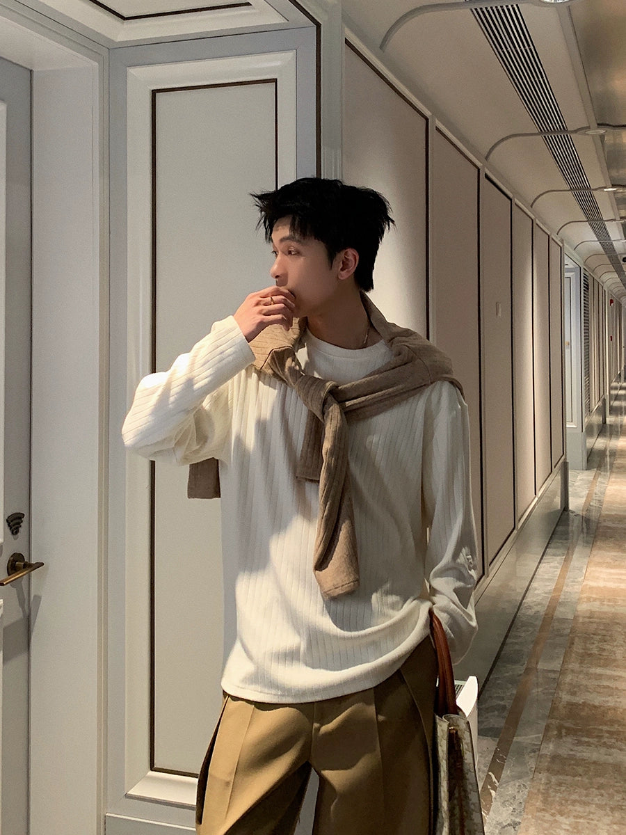 Waffle Knit Long Sleeve T-Shirt WN20396