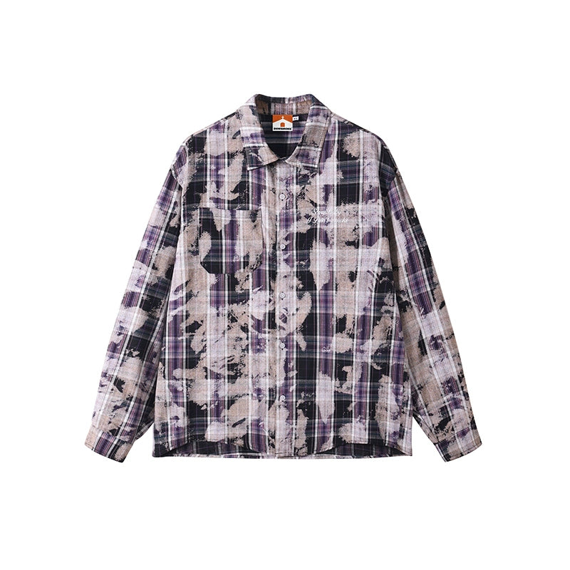 Tie-Dye Plaid Long Sleeve Shirt WN10126