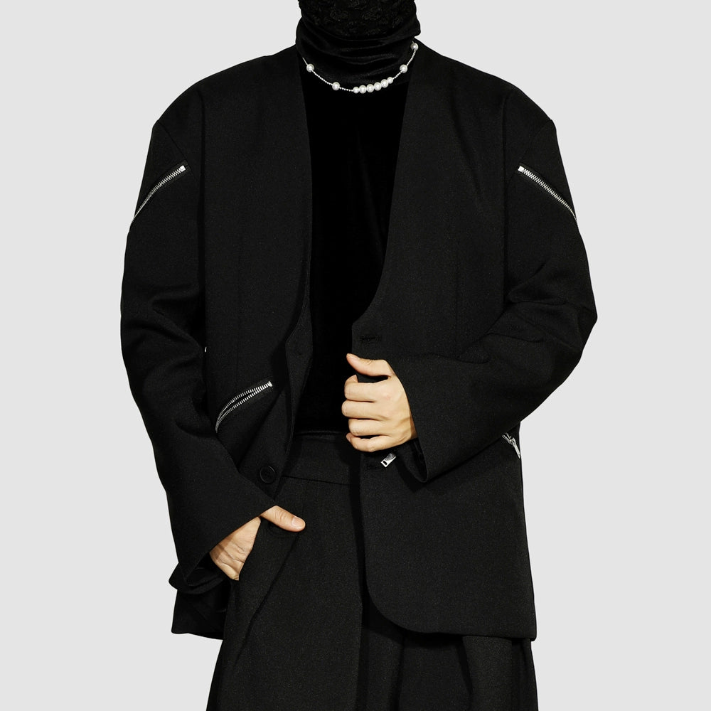 Zipper Design V-Neck Jacket WN20159
